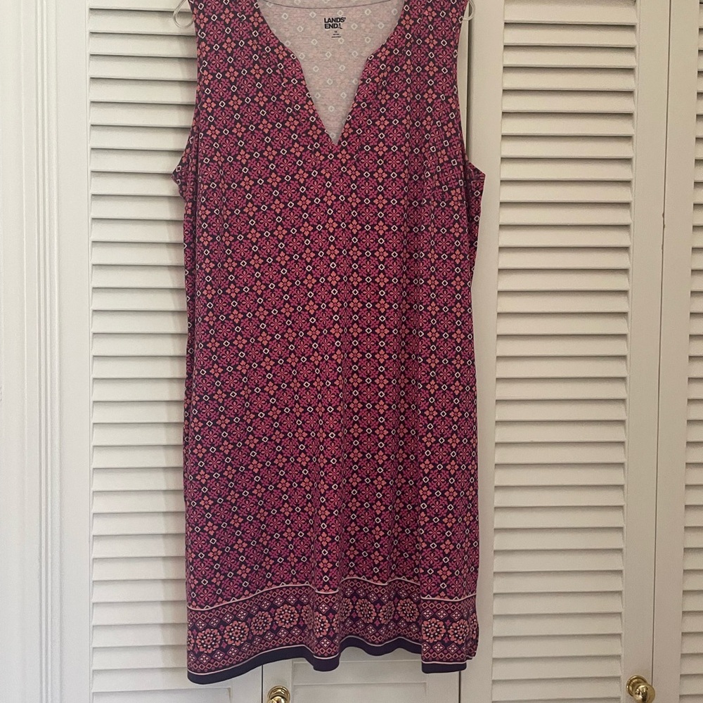 Lands' End Pink and Blue Patterned Dress